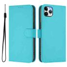 For iPhone 11 Pro Max Skin Feel Solid Color Leather Phone Case with Lanyard(Lake Blue) - 2