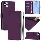 For iPhone 11 Pro Max Skin Feel Solid Color Leather Phone Case with Lanyard(Violet) - 1