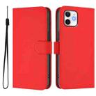 For iPhone 11 Skin Feel Solid Color Leather Phone Case with Lanyard(Red) - 2