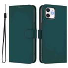 For iPhone 11 Skin Feel Solid Color Leather Phone Case with Lanyard(Dark Green) - 2