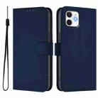 For iPhone 11 Skin Feel Solid Color Leather Phone Case with Lanyard(Navy Blue) - 2