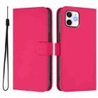 For iPhone 11 Skin Feel Solid Color Leather Phone Case with Lanyard(Rose Red) - 2