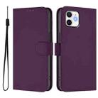For iPhone 11 Skin Feel Solid Color Leather Phone Case with Lanyard(Violet) - 2