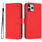 For iPhone 11 Pro Skin Feel Solid Color Leather Phone Case with Lanyard(Red) - 2