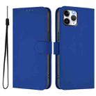 For iPhone 11 Pro Skin Feel Solid Color Leather Phone Case with Lanyard(Dark Blue) - 2
