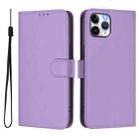 For iPhone 11 Pro Skin Feel Solid Color Leather Phone Case with Lanyard(Lavender Purple) - 2