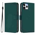 For iPhone 11 Pro Skin Feel Solid Color Leather Phone Case with Lanyard(Dark Green) - 2