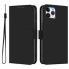 For iPhone 11 Pro Skin Feel Solid Color Leather Phone Case with Lanyard(Black) - 2