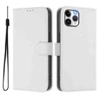 For iPhone 11 Pro Skin Feel Solid Color Leather Phone Case with Lanyard(White) - 2