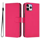 For iPhone 11 Pro Skin Feel Solid Color Leather Phone Case with Lanyard(Rose Red) - 2