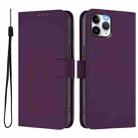 For iPhone 11 Pro Skin Feel Solid Color Leather Phone Case with Lanyard(Violet) - 2