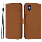 For iPhone XS / X Skin Feel Solid Color Leather Phone Case with Lanyard(Brown) - 2