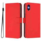 For iPhone XS / X Skin Feel Solid Color Leather Phone Case with Lanyard(Red) - 2