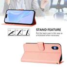 For iPhone XS / X Skin Feel Solid Color Leather Phone Case with Lanyard(Pink) - 3