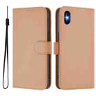 For iPhone XS / X Skin Feel Solid Color Leather Phone Case with Lanyard(Nude) - 2