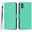 For iPhone XS / X Skin Feel Solid Color Leather Phone Case with Lanyard(Green) - 2