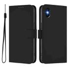 For iPhone XS / X Skin Feel Solid Color Leather Phone Case with Lanyard(Black) - 2