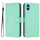 For iPhone XS / X Skin Feel Solid Color Leather Phone Case with Lanyard(Mint Green) - 2