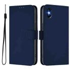 For iPhone XS / X Skin Feel Solid Color Leather Phone Case with Lanyard(Navy Blue) - 2