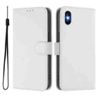 For iPhone XS / X Skin Feel Solid Color Leather Phone Case with Lanyard(White) - 2