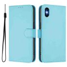 For iPhone XS / X Skin Feel Solid Color Leather Phone Case with Lanyard(Sky Blue) - 2