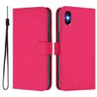 For iPhone XS / X Skin Feel Solid Color Leather Phone Case with Lanyard(Rose Red) - 2