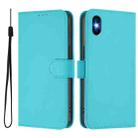 For iPhone XS / X Skin Feel Solid Color Leather Phone Case with Lanyard(Lake Blue) - 2