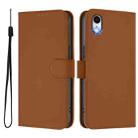 For iPhone XR Skin Feel Solid Color Leather Phone Case with Lanyard(Brown) - 2