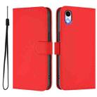 For iPhone XR Skin Feel Solid Color Leather Phone Case with Lanyard(Red) - 2