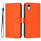 For iPhone XR Skin Feel Solid Color Leather Phone Case with Lanyard(Orange) - 2