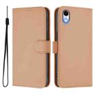 For iPhone XR Skin Feel Solid Color Leather Phone Case with Lanyard(Nude) - 2