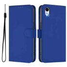 For iPhone XR Skin Feel Solid Color Leather Phone Case with Lanyard(Dark Blue) - 2