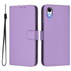 For iPhone XR Skin Feel Solid Color Leather Phone Case with Lanyard(Lavender Purple) - 2