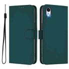 For iPhone XR Skin Feel Solid Color Leather Phone Case with Lanyard(Dark Green) - 2