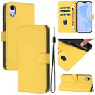 For iPhone XR Skin Feel Solid Color Leather Phone Case with Lanyard(Lemon Yellow) - 1