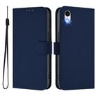 For iPhone XR Skin Feel Solid Color Leather Phone Case with Lanyard(Navy Blue) - 2