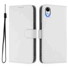 For iPhone XR Skin Feel Solid Color Leather Phone Case with Lanyard(White) - 2