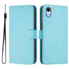 For iPhone XR Skin Feel Solid Color Leather Phone Case with Lanyard(Sky Blue) - 2