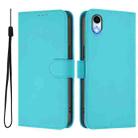 For iPhone XR Skin Feel Solid Color Leather Phone Case with Lanyard(Lake Blue) - 2