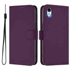 For iPhone XR Skin Feel Solid Color Leather Phone Case with Lanyard(Violet) - 2