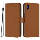 For iPhone XS Max Skin Feel Solid Color Leather Phone Case with Lanyard(Brown) - 2