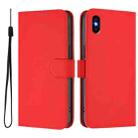 For iPhone XS Max Skin Feel Solid Color Leather Phone Case with Lanyard(Red) - 2