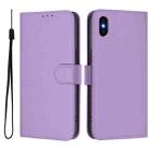 For iPhone XS Max Skin Feel Solid Color Leather Phone Case with Lanyard(Lavender Purple) - 2