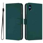 For iPhone XS Max Skin Feel Solid Color Leather Phone Case with Lanyard(Dark Green) - 2