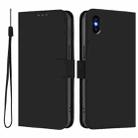 For iPhone XS Max Skin Feel Solid Color Leather Phone Case with Lanyard(Black) - 2