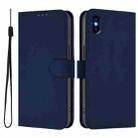 For iPhone XS Max Skin Feel Solid Color Leather Phone Case with Lanyard(Navy Blue) - 2