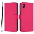 For iPhone XS Max Skin Feel Solid Color Leather Phone Case with Lanyard(Rose Red) - 2