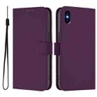 For iPhone XS Max Skin Feel Solid Color Leather Phone Case with Lanyard(Violet) - 2