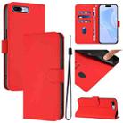 For iPhone 8 Plus / 7 Plus Skin Feel Solid Color Leather Phone Case with Lanyard(Red) - 1