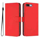 For iPhone 8 Plus / 7 Plus Skin Feel Solid Color Leather Phone Case with Lanyard(Red) - 2